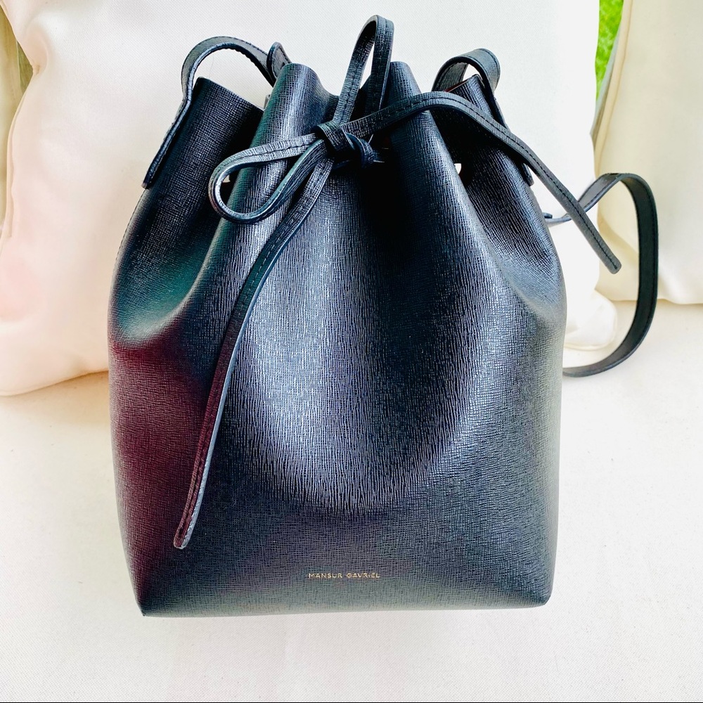 Mansur Gavriel Black Saffiano Mini Bucket Bag EUC - Picture 6 of 16